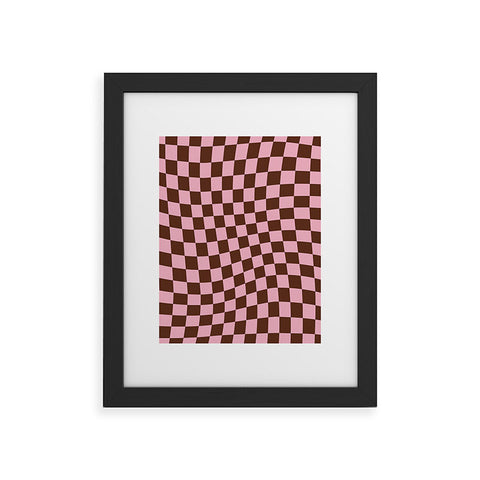 Tiger Spirit Retro Brown and Pink Checkerboard Framed Art Print