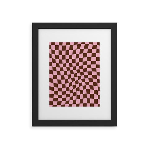 Tiger Spirit Retro Brown and Pink Checkerboard Framed Art Print