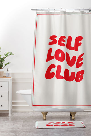 Tiger Spirit Self Love Club Red Shower Curtain And Mat