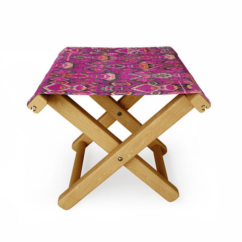 Tiger Spirit Uzbekistan Rug Deep Pink Folding Stool