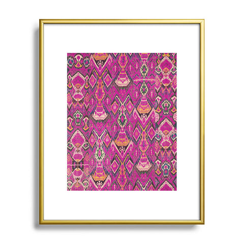 Tiger Spirit Uzbekistan Rug Deep Pink Metal Framed Art Print