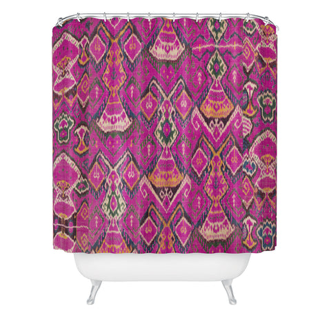 Tiger Spirit Uzbekistan Rug Deep Pink Shower Curtain
