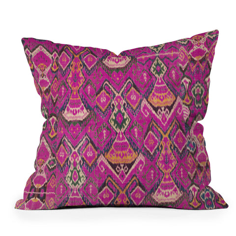 Tiger Spirit Uzbekistan Rug Deep Pink Throw Pillow