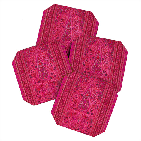 Tiger Spirit Vintage Iran Rug Pink Coaster Set