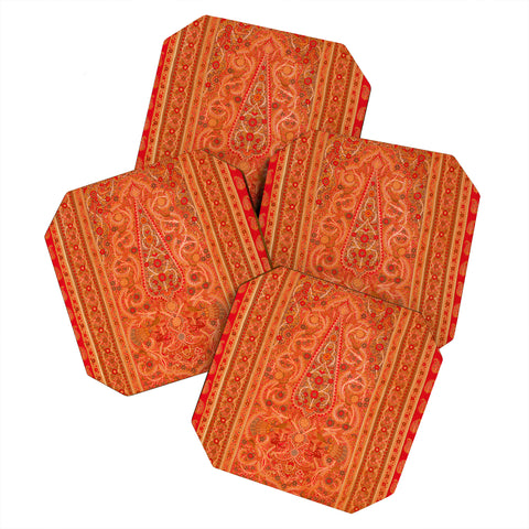 Tiger Spirit Vintage Iranian Rug Sunset Coaster Set