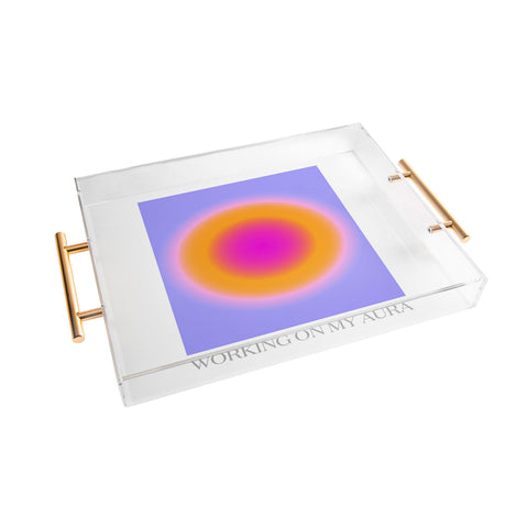 Tiger Spirit Working On My Aura Purple 2 Acrylic Tray