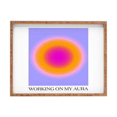 Tiger Spirit Working On My Aura Purple 2 Rectangular Tray