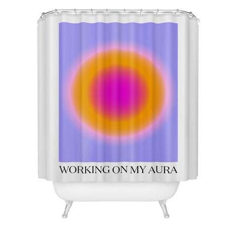 Tiger Spirit Working On My Aura Purple 2 Shower Curtain