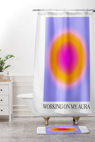 Tiger Spirit Working On My Aura Purple 2 Shower Curtain And Mat