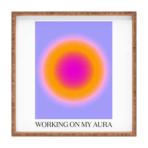 Tiger Spirit Working On My Aura Purple 2 Square Tray