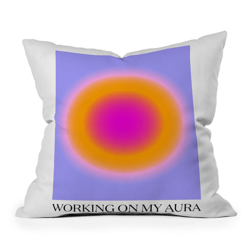 Tiger Spirit Working On My Aura Purple 2 Outdoor Throw Pillow