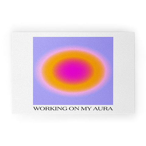 Tiger Spirit Working On My Aura Purple 2 Welcome Mat