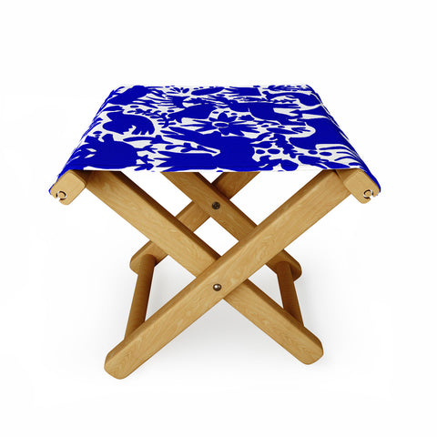 Tina Salazar Blue Otomi Folding Stool