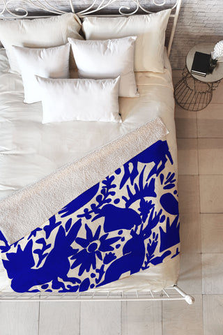 Tina Salazar Blue Otomi Fleece Throw Blanket