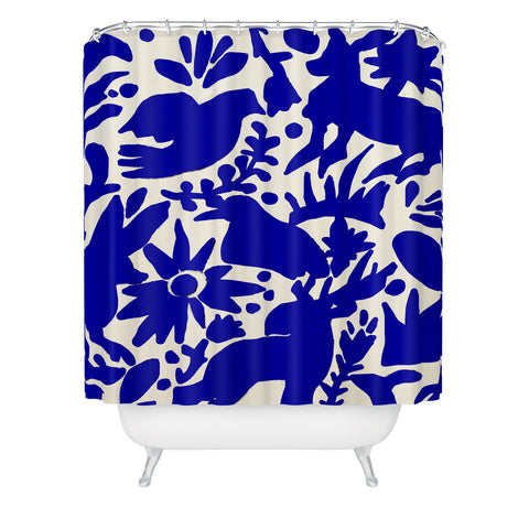 Tina Salazar Blue Otomi Shower Curtain
