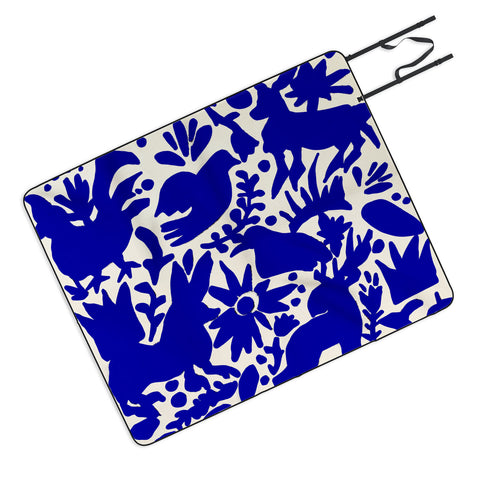 Tina Salazar Blue Otomi Picnic Blanket