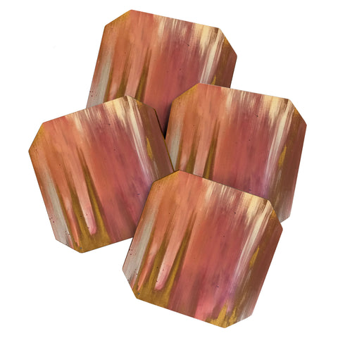 Tina Salazar Blush with Gold Abstract Coaster Set