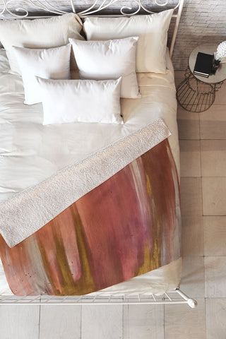 Tina Salazar Blush with Gold Abstract Fleece Throw Blanket