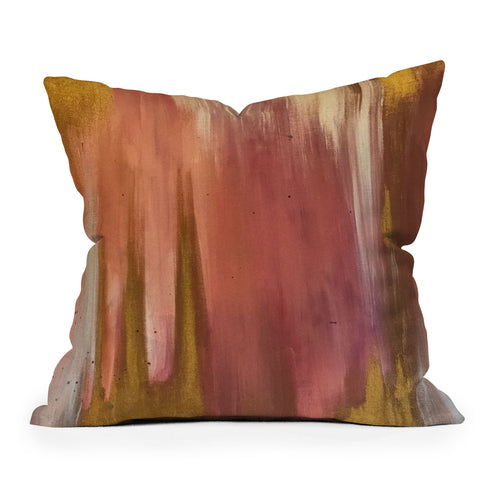 Tina Salazar Blush with Gold Abstract Outdoor Throw Pillow