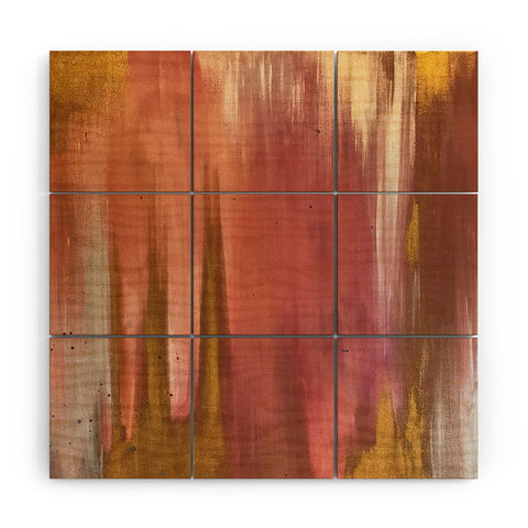 Tina Salazar Blush with Gold Abstract Wood Wall Mural