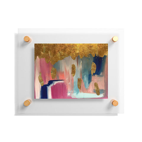 Tina Salazar Gold Leaf Indigo Blue Abstract Floating Acrylic Print