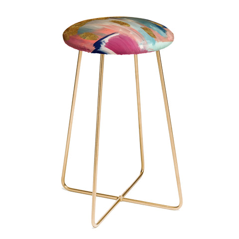 Tina Salazar Gold Leaf Indigo Blue Abstract Counter Stool