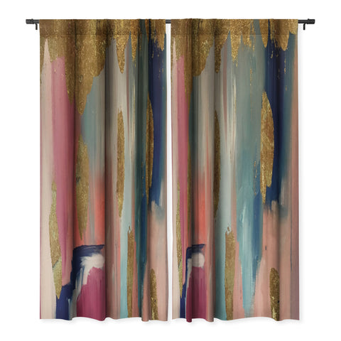 Tina Salazar Gold Leaf Indigo Blue Abstract Blackout Non Repeat