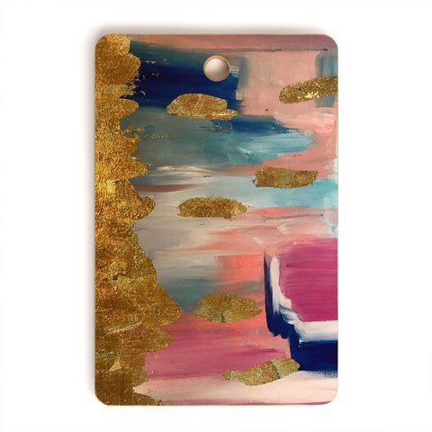 Tina Salazar Gold Leaf Indigo Blue Abstract Cutting Board Rectangle