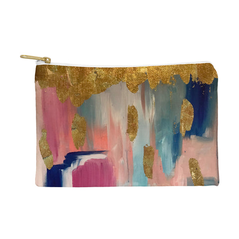 Tina Salazar Gold Leaf Indigo Blue Abstract Pouch