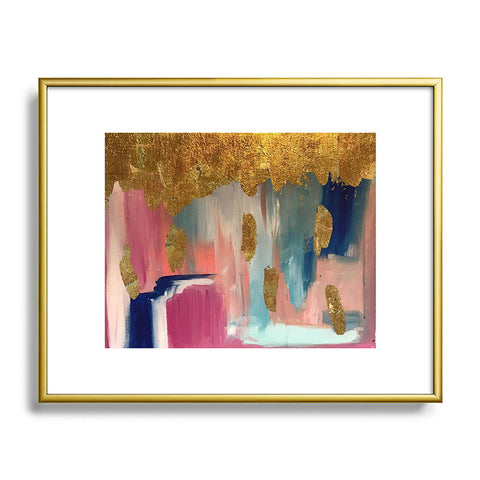 Tina Salazar Gold Leaf Indigo Blue Abstract Metal Framed Art Print