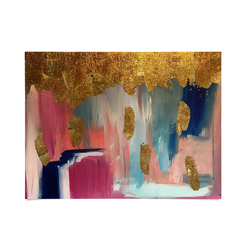 Tina Salazar Gold Leaf Indigo Blue Abstract Poster