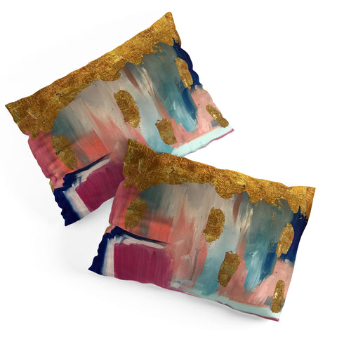 Tina Salazar Gold Leaf Indigo Blue Abstract Pillow Shams