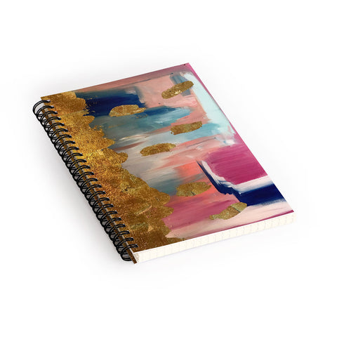 Tina Salazar Gold Leaf Indigo Blue Abstract Spiral Notebook