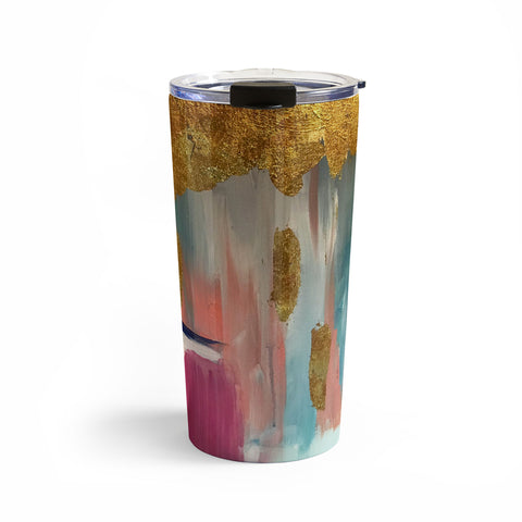 Tina Salazar Gold Leaf Indigo Blue Abstract Travel Mug