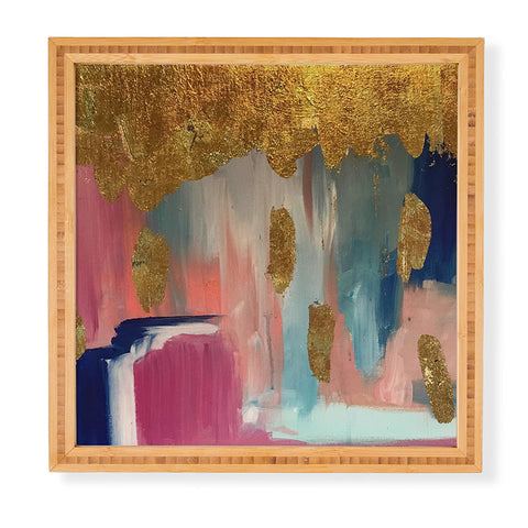 Tina Salazar Gold Leaf Indigo Blue Abstract Framed Wall Art