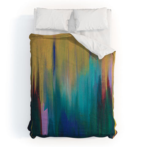 Tina Salazar Green Gold Abstract Comforter