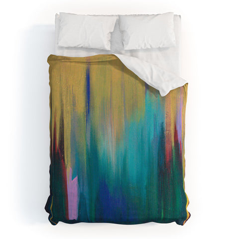 Tina Salazar Green Gold Abstract Duvet Cover
