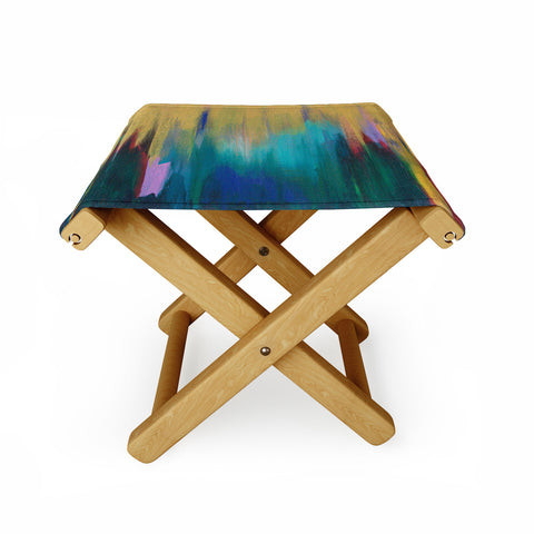 Tina Salazar Green Gold Abstract Folding Stool
