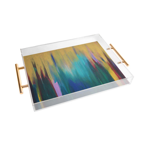 Tina Salazar Green Gold Abstract Acrylic Tray
