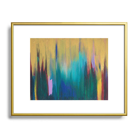 Tina Salazar Green Gold Abstract Metal Framed Art Print