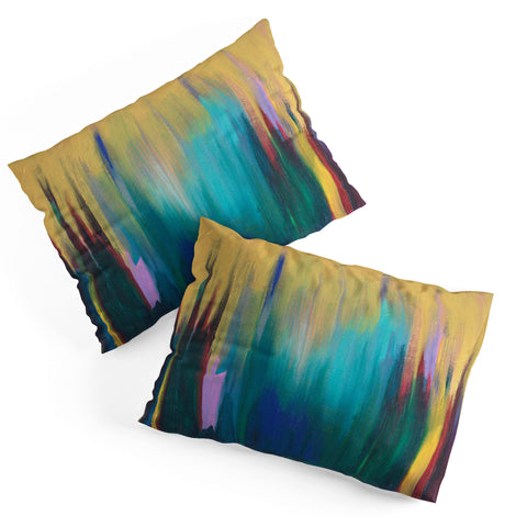 Tina Salazar Green Gold Abstract Pillow Shams