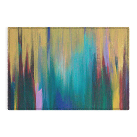 Tina Salazar Green Gold Abstract Outdoor Rug