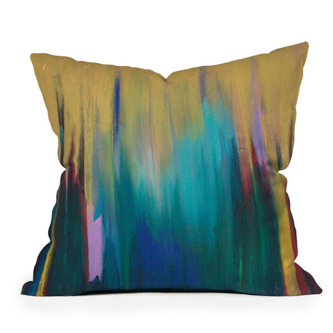 Tina Salazar Green Gold Abstract Throw Pillow
