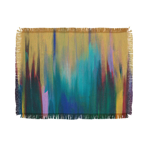 Tina Salazar Green Gold Abstract Throw Blanket