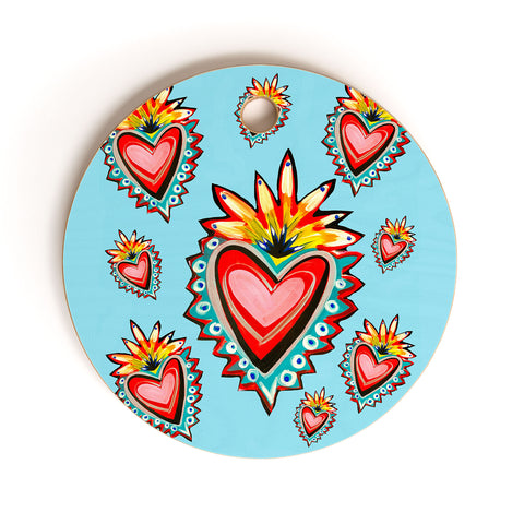 Tina Salazar Hearts in Blue Cutting Board Round
