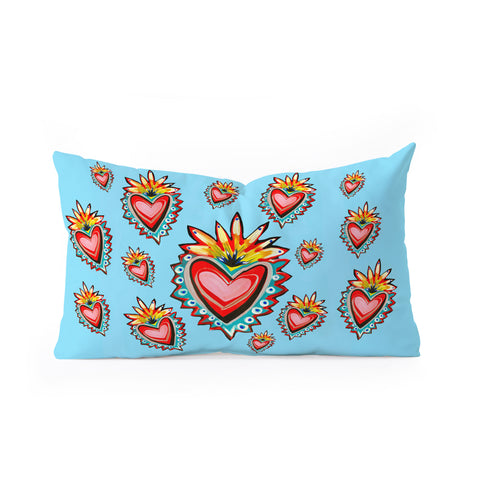 Tina Salazar Hearts in Blue Oblong Throw Pillow