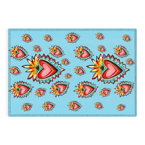 Tina Salazar Hearts in Blue Outdoor Rug