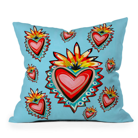 Tina Salazar Hearts in Blue Outdoor Throw Pillow