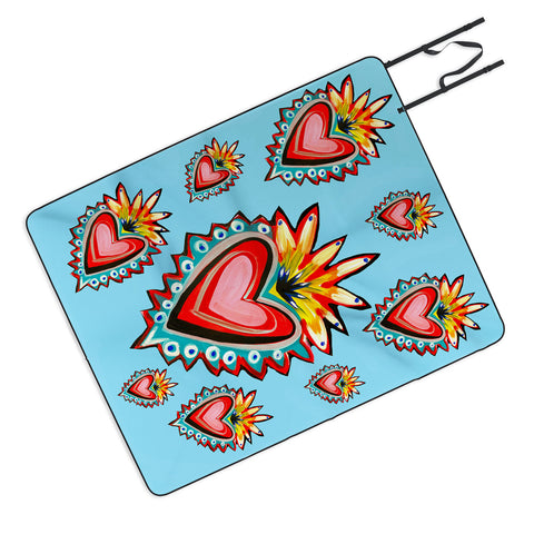 Tina Salazar Hearts in Blue Picnic Blanket