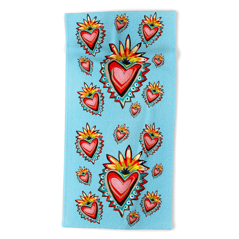 Tina Salazar Hearts in Blue Beach Towel